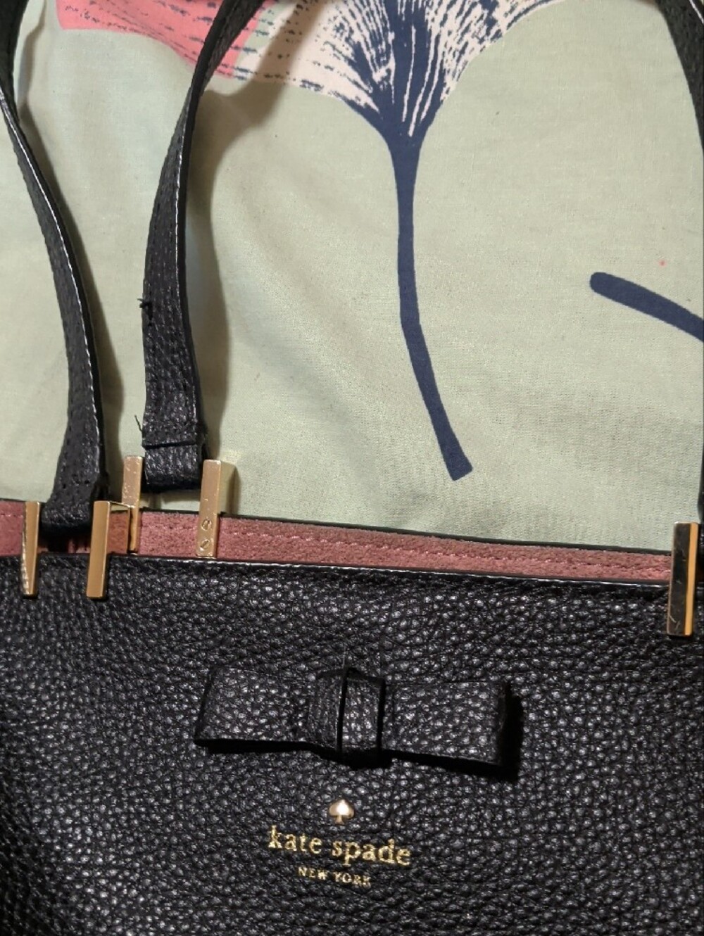 kate spade Black Pebbled Leather Satchel with Gold Hardware - Picture 5 of 14